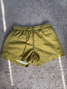 Men's Olive Green Swim Hybrids with Elastic Waist and Drawstring